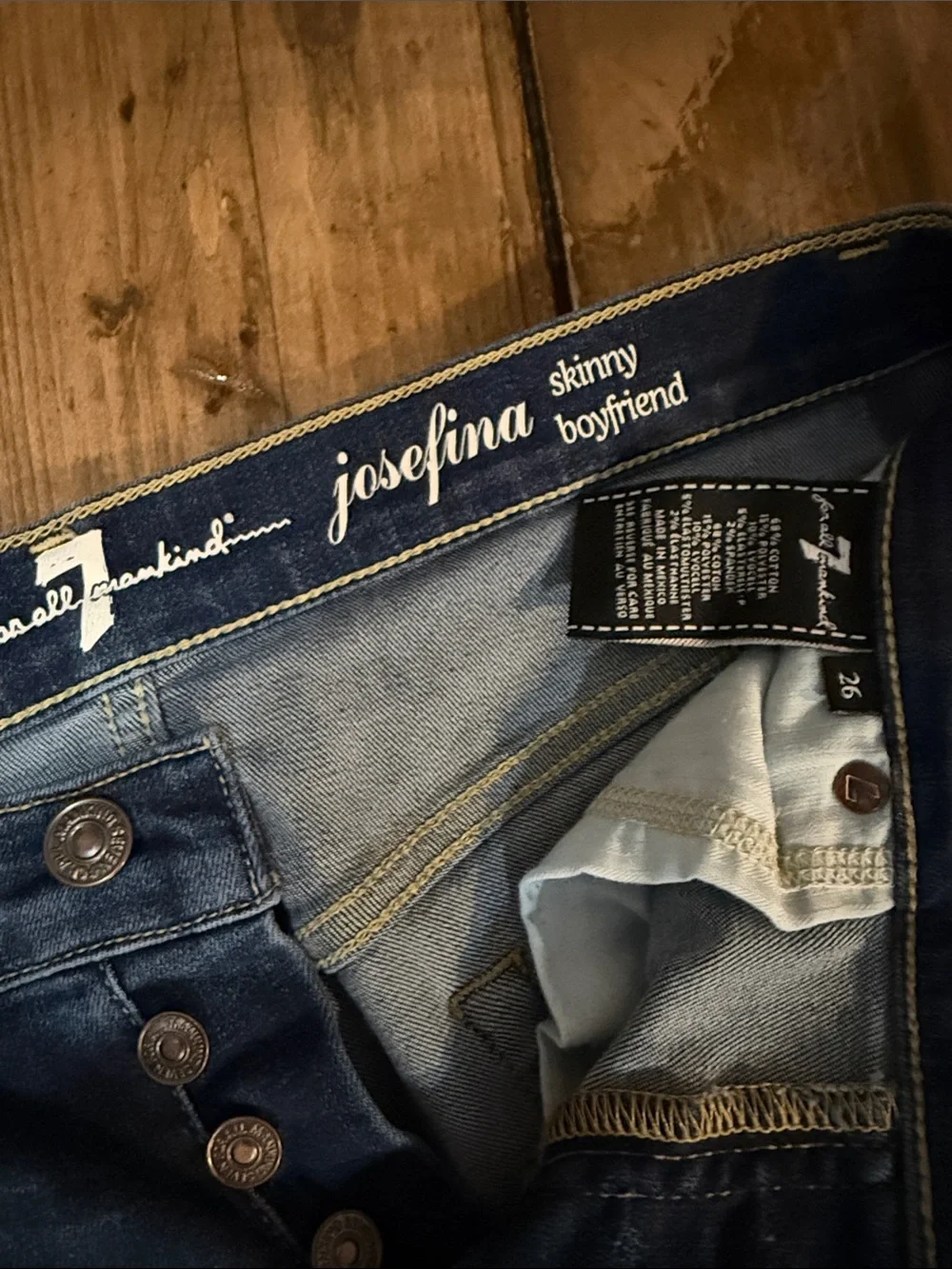 7 For All Mankind Dark Blue Distressed Skinny Jeans